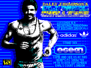 Daley Thompson's Olympic Challenge title screen for ZX Spectrum